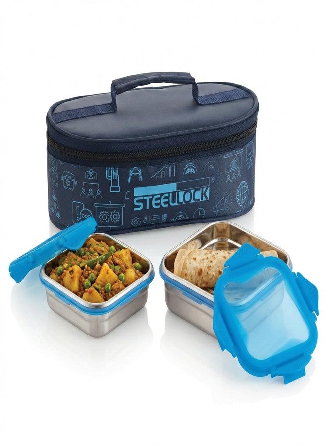 STEELLOCK طقم علب غداء من الفولاذ المقاوم للصدأ من سيزل، قطعتان، للرجال والنساء - حاويات مانعة للتسرب مع حقيبة معزولة | علبة طعام خالية من مادة BPA للمكتب والجامعة والمدرسة - Image 1