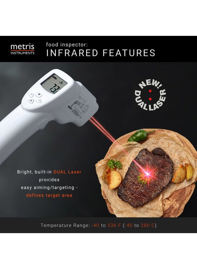 Metris Instruments مقياس حرارة ليزر بالأشعة تحت الحمراء FI40L لمفتش الطعام - مسدس حرارة رقمي لقراءة فورية للطهي، المطبخ، الشواء، الشواء، الخبز - Image 3
