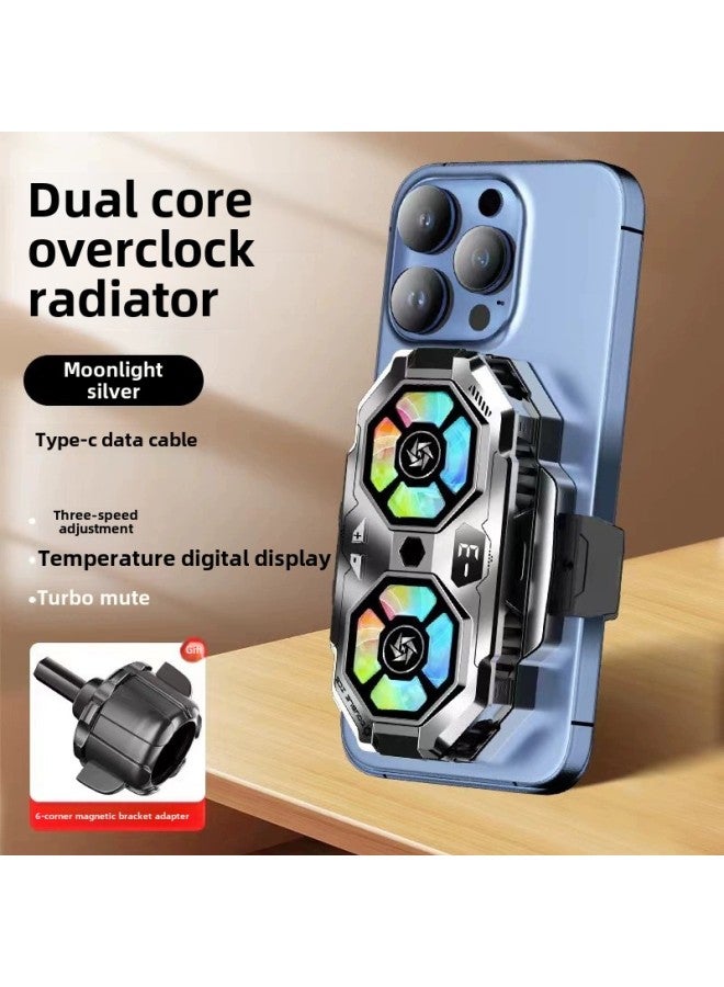 Mimo CX07 Icing Mobile Phone Radiator Semiconductor Refrigeration Mute Magnetic Backclip Universal With Three-gear Digital Display-Color:Sl22 Silver - Image 1