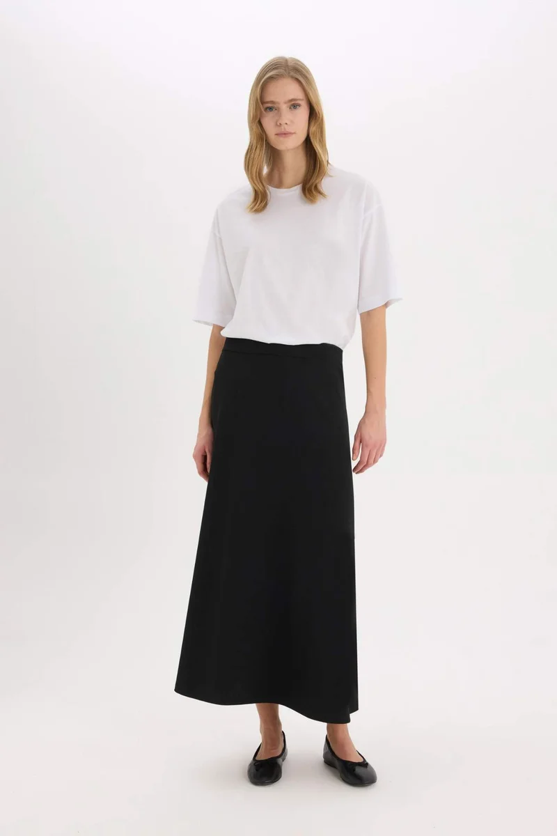 ديفاكتو A Cut Crepe Knitted Skirt