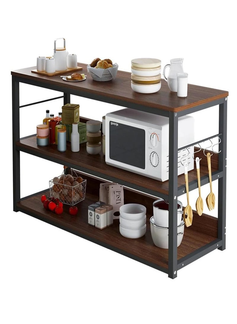 Blueland Kitchen Rack, Storage Shelf, Multi-Purpose Baker’s Island Stand, Floor Cooking Table, Microwave Oven Workbench, Fruit Vegetable Cart Home Utility Organizer wit Metal Frame & Wooden Shelves  - Image 1