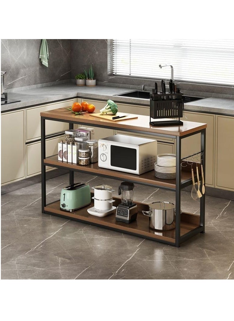 Blueland Kitchen Rack, Storage Shelf, Multi-Purpose Baker’s Island Stand, Floor Cooking Table, Microwave Oven Workbench, Fruit Vegetable Cart Home Utility Organizer wit Metal Frame & Wooden Shelves  - Image 3