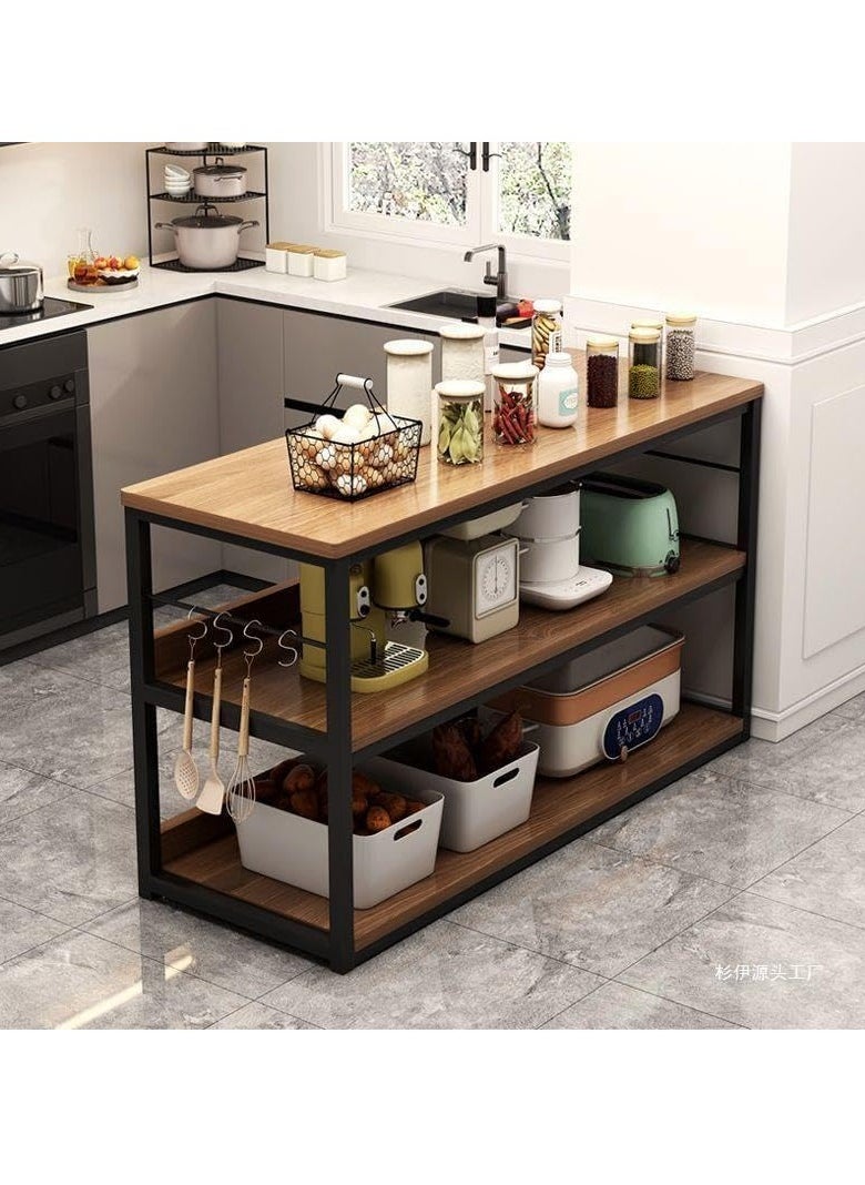 Blueland Kitchen Rack, Storage Shelf, Multi-Purpose Baker’s Island Stand, Floor Cooking Table, Microwave Oven Workbench, Fruit Vegetable Cart Home Utility Organizer wit Metal Frame & Wooden Shelves  - Image 4