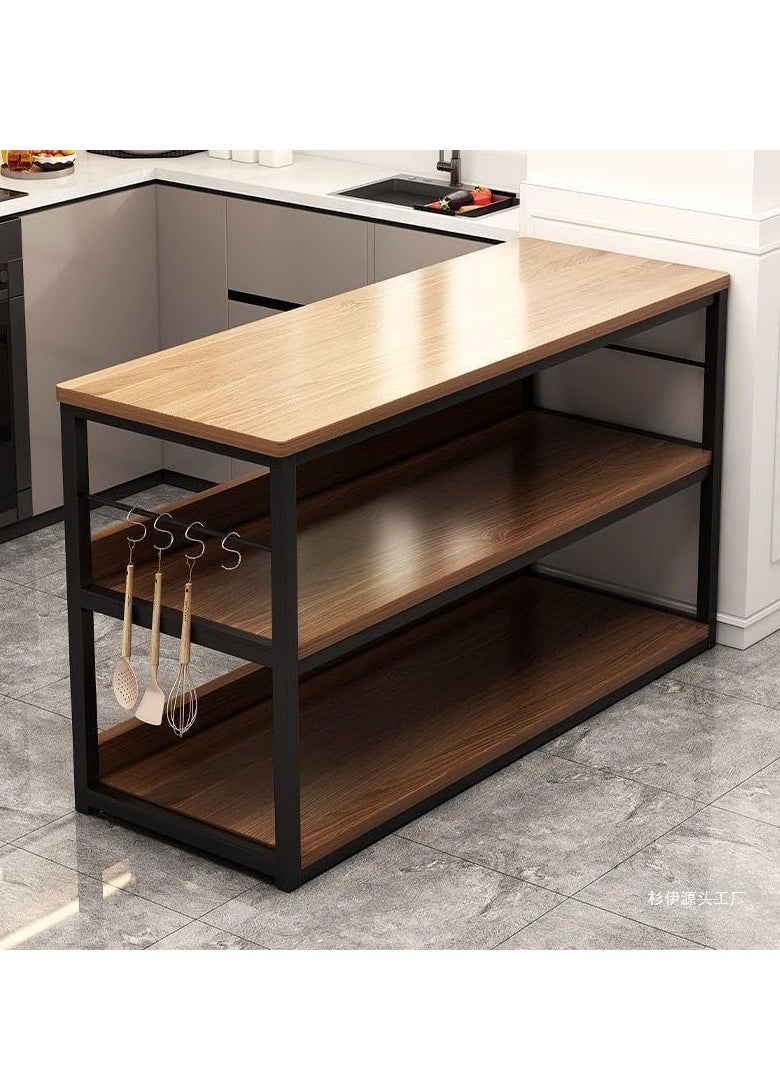 Blueland Kitchen Rack, Storage Shelf, Multi-Purpose Baker’s Island Stand, Floor Cooking Table, Microwave Oven Workbench, Fruit Vegetable Cart Home Utility Organizer wit Metal Frame & Wooden Shelves  - Image 5