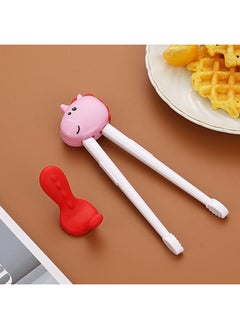 Children's 304 Stainless Steel Portable Tableware Cartoon Spoon Fork Learning And Training Chopsticks Dinosaur Baby Fork Spoon Set-Specifications:Tableware-Color:Learning Chopsticks-pink Unicorn