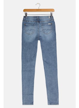 7 FOR ALL MANKIND Kids Girl Skinny Fit Washed Denim, Blue  - Image 2