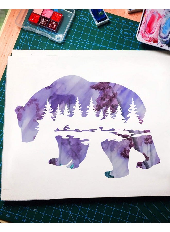 G GSS Designs Gss Designs Mountain Forest Bear Stencil (2 Pack) Reusable Stencil For Walls (12X12Inch) Art Painting For Wall Canvas Furniture Cards Decor (Sl060)  - Image 5