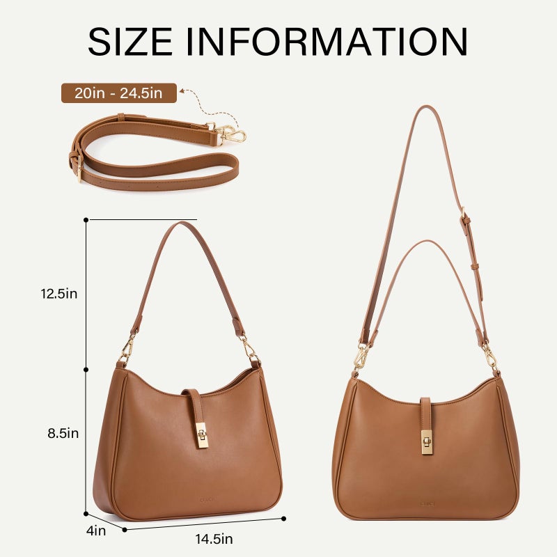 CLUCI Hobo Bags for Women, Vegan Leather Tote Handbag, Water Repellent Shoulder Purses, Crossbody Bag with Adjustable Strap - Image 3