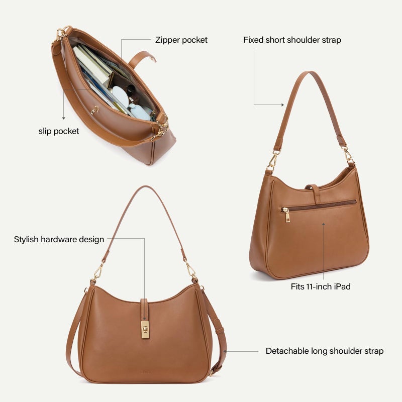 CLUCI Hobo Bags for Women, Vegan Leather Tote Handbag, Water Repellent Shoulder Purses, Crossbody Bag with Adjustable Strap - Image 5