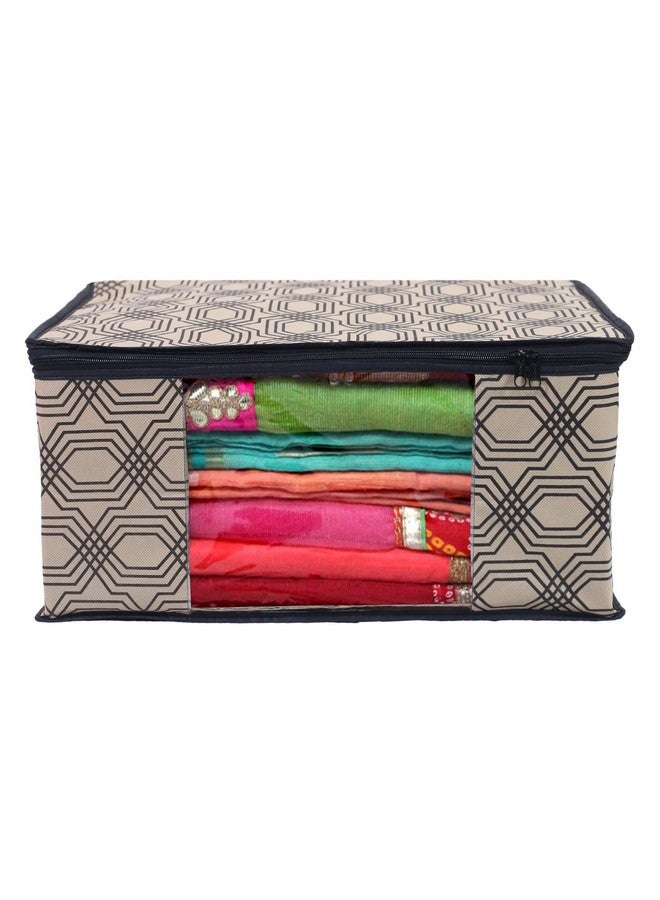 Kuber Industries Honeycomb Print Non-Woven Foldable Saree Cover|Clothes For Home & Traveling With Transparent, Extra Large Pack of 3 (Multicolor) - Image 2