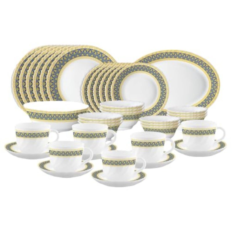 LARAH PLANO OPAL DINNER SET REGAL، 38DSPL01-SG، مجموعة 38 قطعة 6 × طبق عشاء، 6 × طبق جانبي، 6 × وعاء حساء، 6 × وعاء، 6 × كوب، 6 × صحن، 1 × وعاء تقديم، 1 × طبق بيضاوي - Image 2
