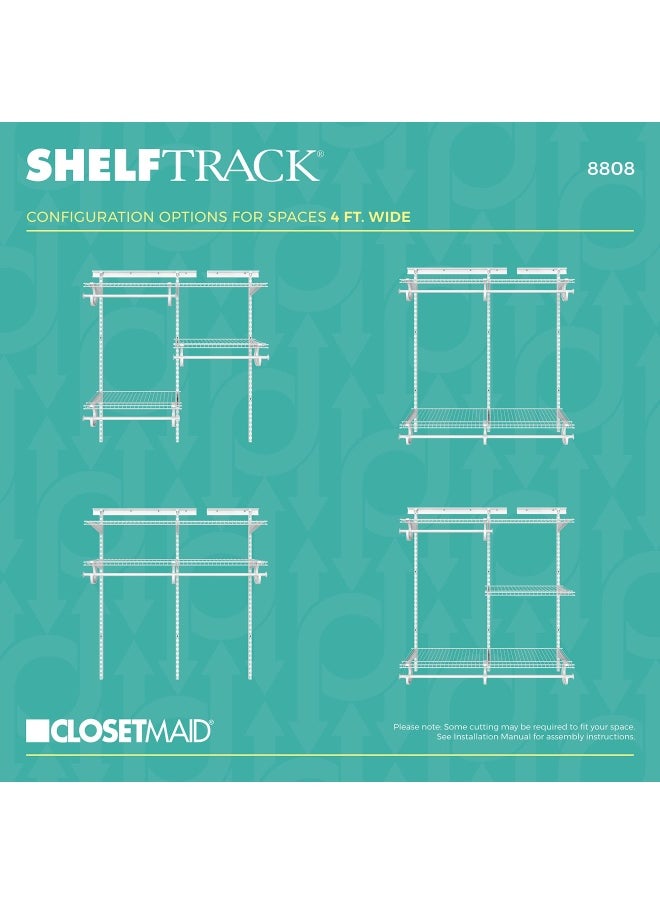 ClosetMaid ShelfTrack Wire Closet Organizer System  Adjustable from 4 to 6 Ft.  With Shelves  Clothes Rods  Hardware  Durable Steel  White  - Image 4