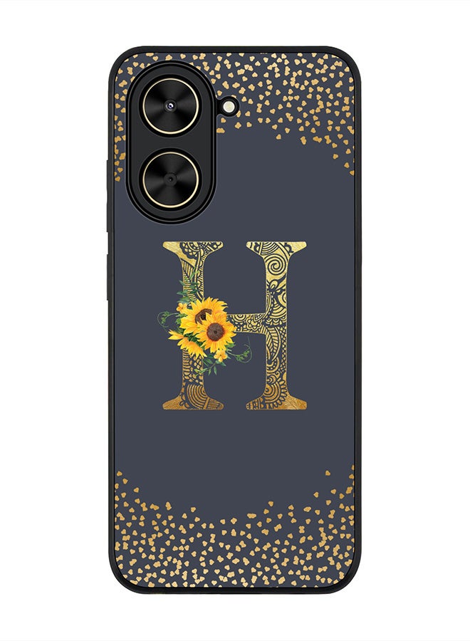 Stylizedd For Xiaomi Poco C71 / Redmi A5 4G Case,Slim fit Camera Protection, Shockproof Thin Phone cover  - Custom Floral Monogram - H  (Grey )