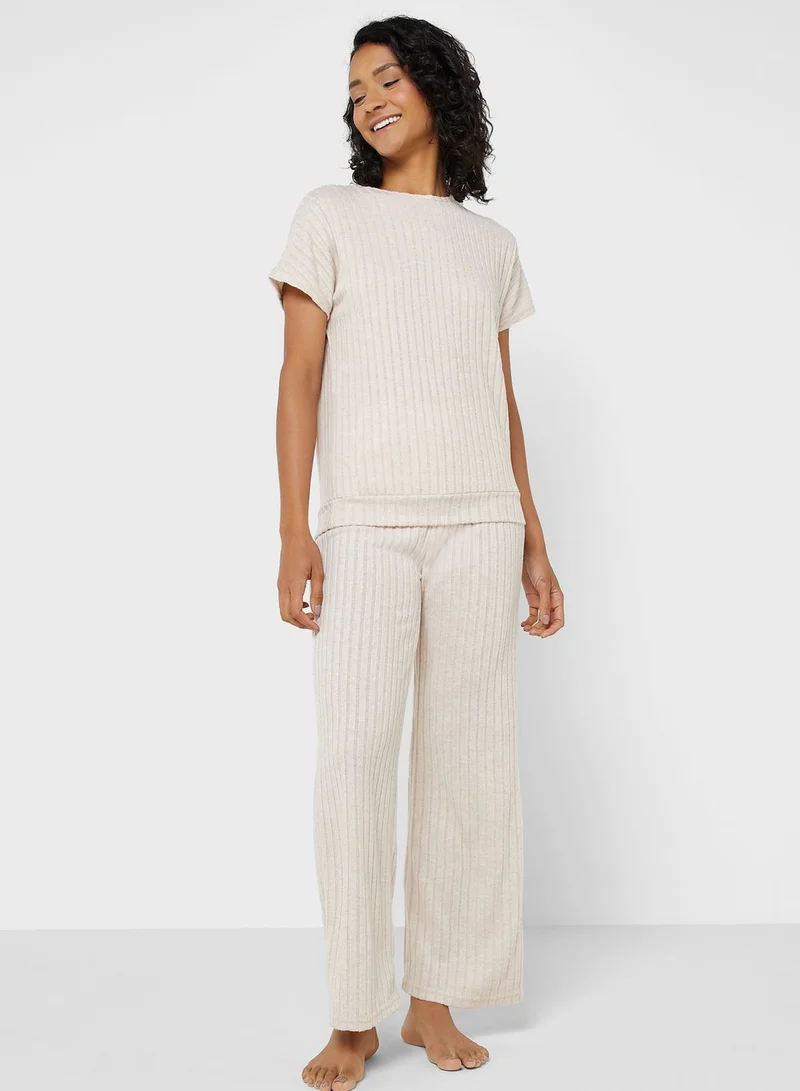 Ginger Ribbed Pyjama Pant Set