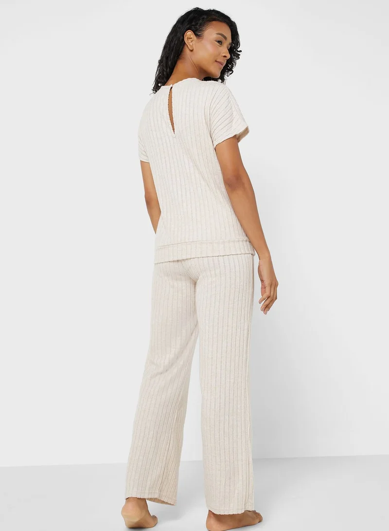 Ginger Ribbed Pyjama Pant Set