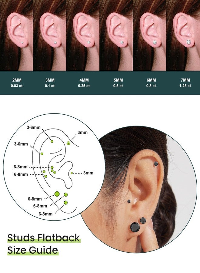 WSSXC 6 Pairs Stud Earrings Set Hypoallergenic Cubic Zirconia 316L Earrings Stainless Steel Earrings for Women (Black) - Image 5