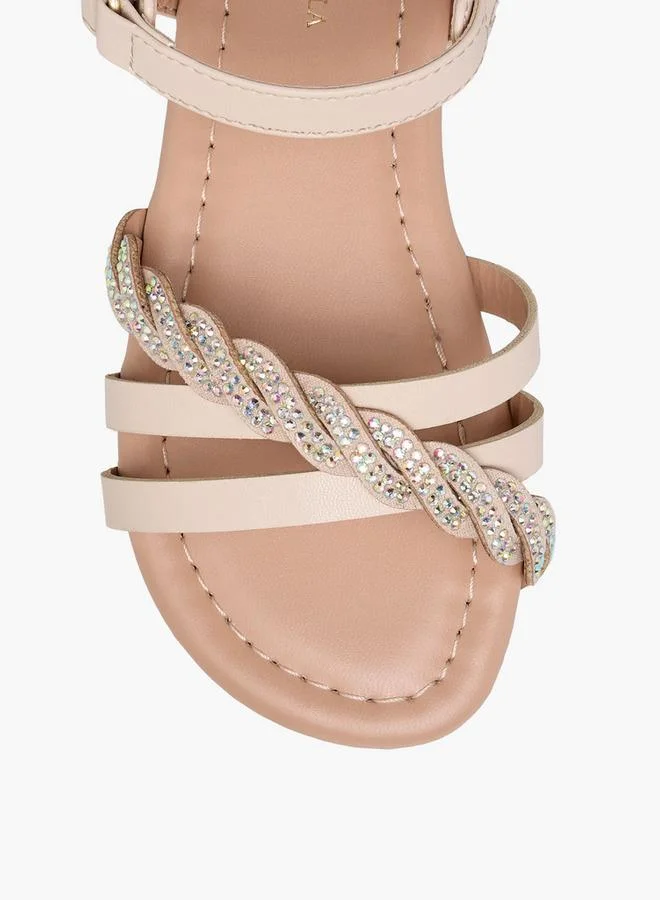 Flora Bella By Shoexpress BEIGE Girls Embellished Hook & Loop Sandals for Women | Best Price UAE