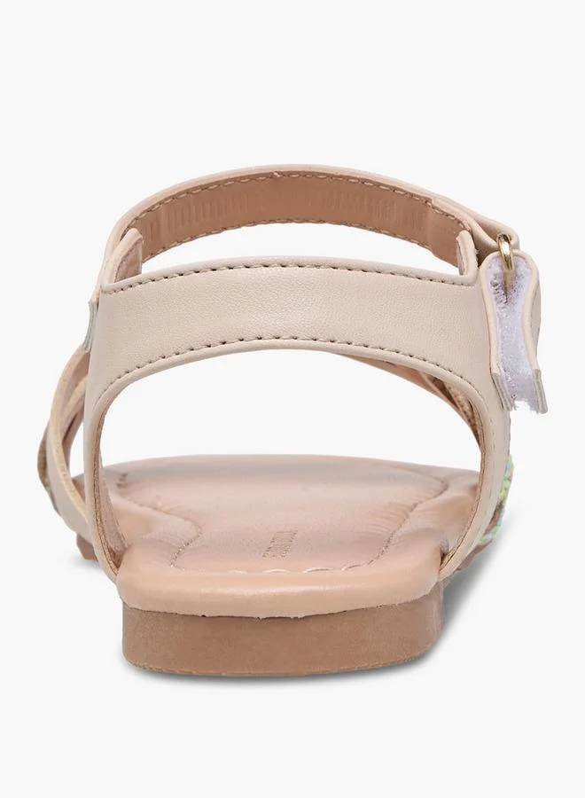 Flora Bella By Shoexpress BEIGE Girls Embellished Hook & Loop Sandals for Women | Best Price UAE