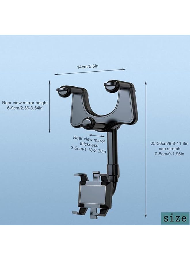 شواي حامل هاتف للسيارة قابل للدوران والسحب بزاوية 360 درجة، حامل هاتف عالمي للمرآة الخلفية للسيارة، أسود، Carhold02 B، حامل هاتف للسيارة قابل للدوران والسحب - Image 2