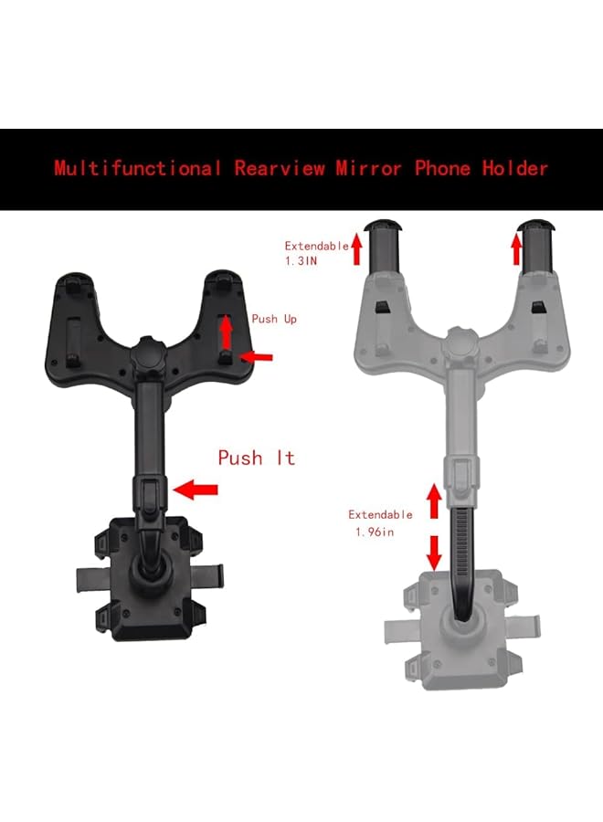 شواي حامل هاتف للسيارة قابل للدوران والسحب بزاوية 360 درجة، حامل هاتف عالمي للمرآة الخلفية للسيارة، أسود، Carhold02 B، حامل هاتف للسيارة قابل للدوران والسحب - Image 3