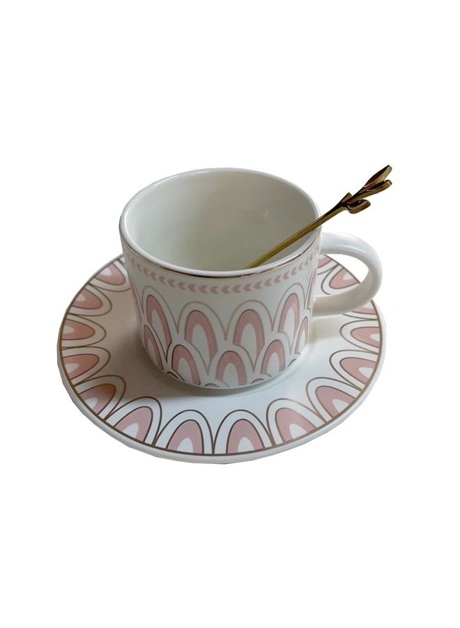 Ceramic Coffee Tea Cup Set Gold Ring Arabic Cups With Saucer Gold Spoon  - Image 3