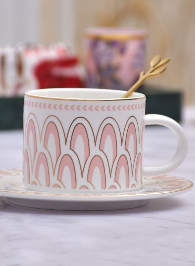 Ceramic Coffee Tea Cup Set Gold Ring Arabic Cups With Saucer Gold Spoon  - Image 2