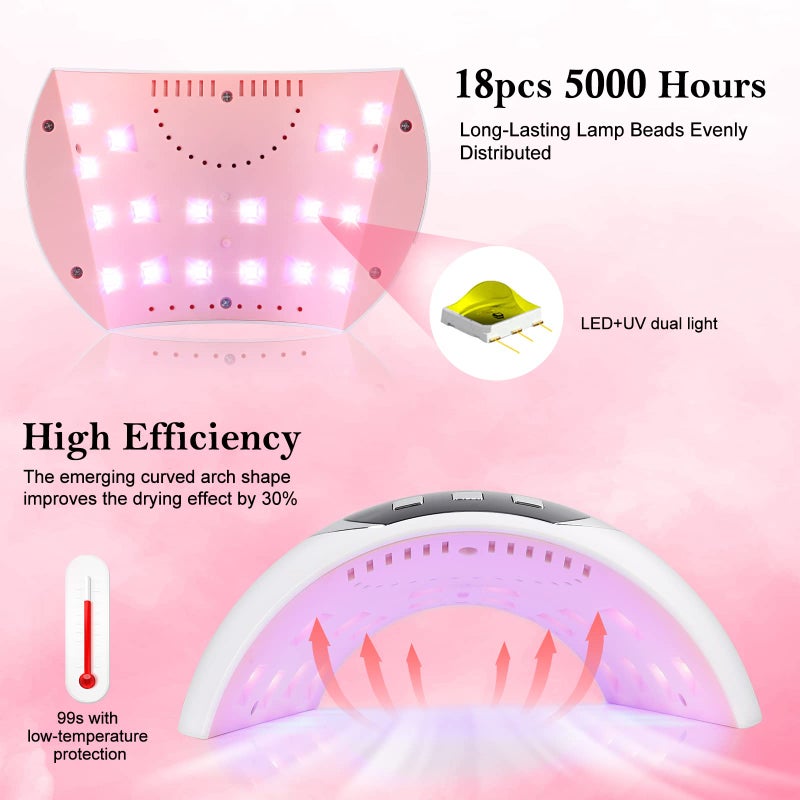 Wisdompark مصباح أظافر UV LED من Wisdompark، 54 واط ضوء UV لأظافر الجل مع مستشعر تلقائي/3 إعدادات مؤقتة مجفف أظافر احترافي لمصباح تجفيف طلاء الجل أدوات فن الأظافر - Image 4