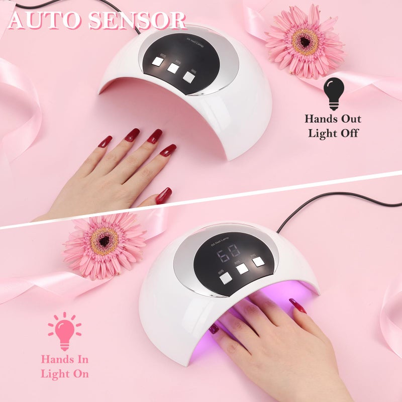 Wisdompark مصباح أظافر UV LED من Wisdompark، 54 واط ضوء UV لأظافر الجل مع مستشعر تلقائي/3 إعدادات مؤقتة مجفف أظافر احترافي لمصباح تجفيف طلاء الجل أدوات فن الأظافر - Image 3
