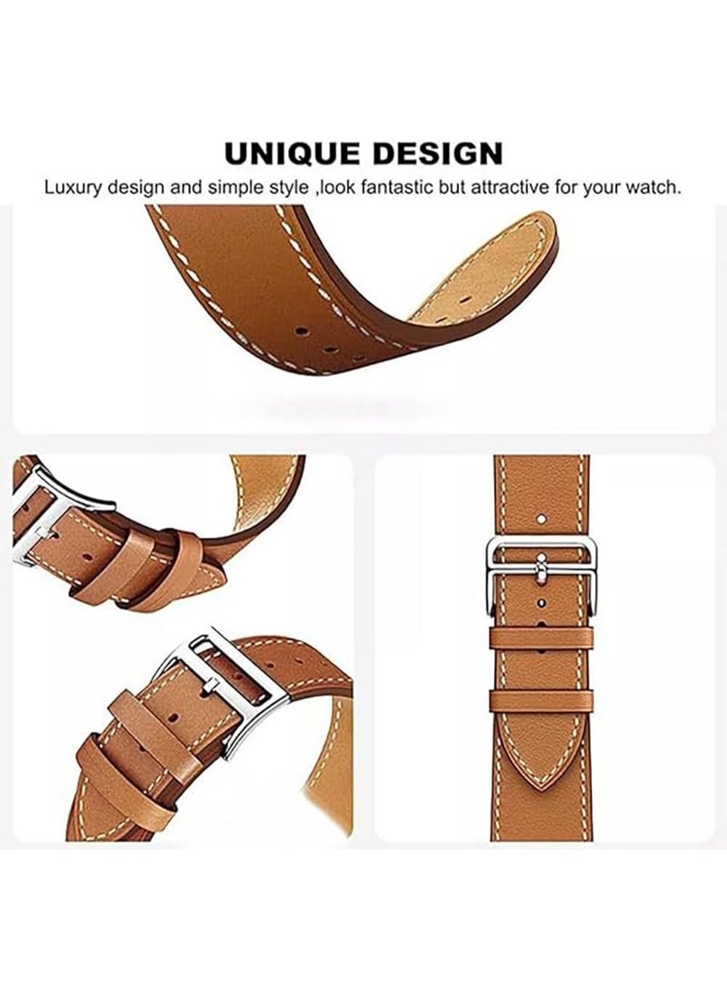 O Ozone (Pack of 2) Leather Bands For Samsung Galaxy Watch 7 6 5 4 FE 40mm 44mm 45mm/Watch 6 4 Classic 43mm 47mm 42mm 46mm, 20mm Genuine Leather Replacement Wristband Strap Men Women-Brown/Dark Brown - Image 3