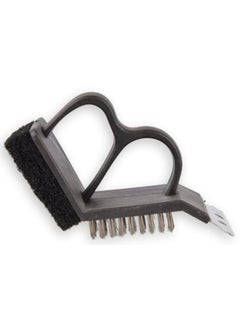 Generic 3 In 1 BBQ Grill Scraper Wire Brush Dirt Remover Scourer Kitchen Cleaning Tool black  - Image 3