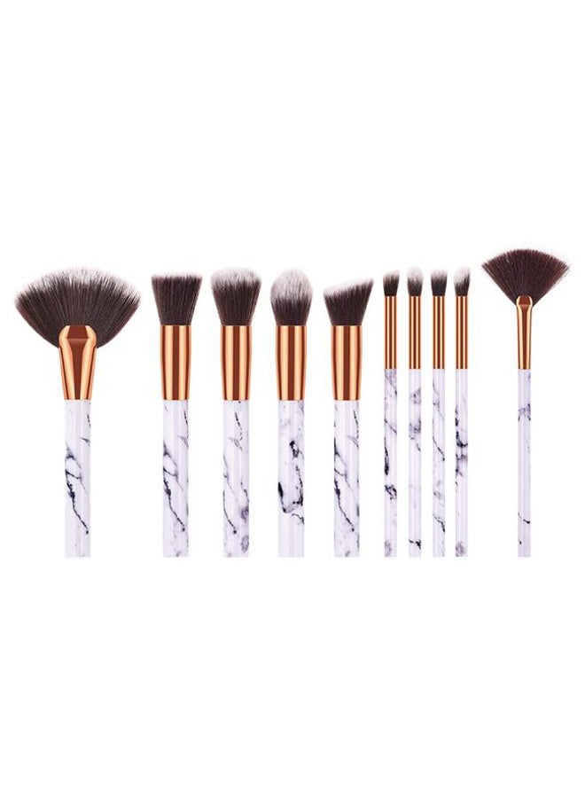 10-Piece Makeup Brush Set White/Gold/Black - Image 2