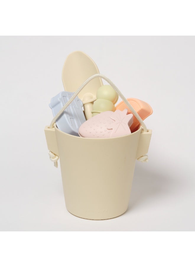 Sunnylife Kids Silicone Bucket & Spade Set – Apple Sorbet Multi Color – Beach & Sand Play Toy Set for Toddlers – Soft, Durable, BPA-Free – Eco-Friendly Travel Sand Toys - Image 1