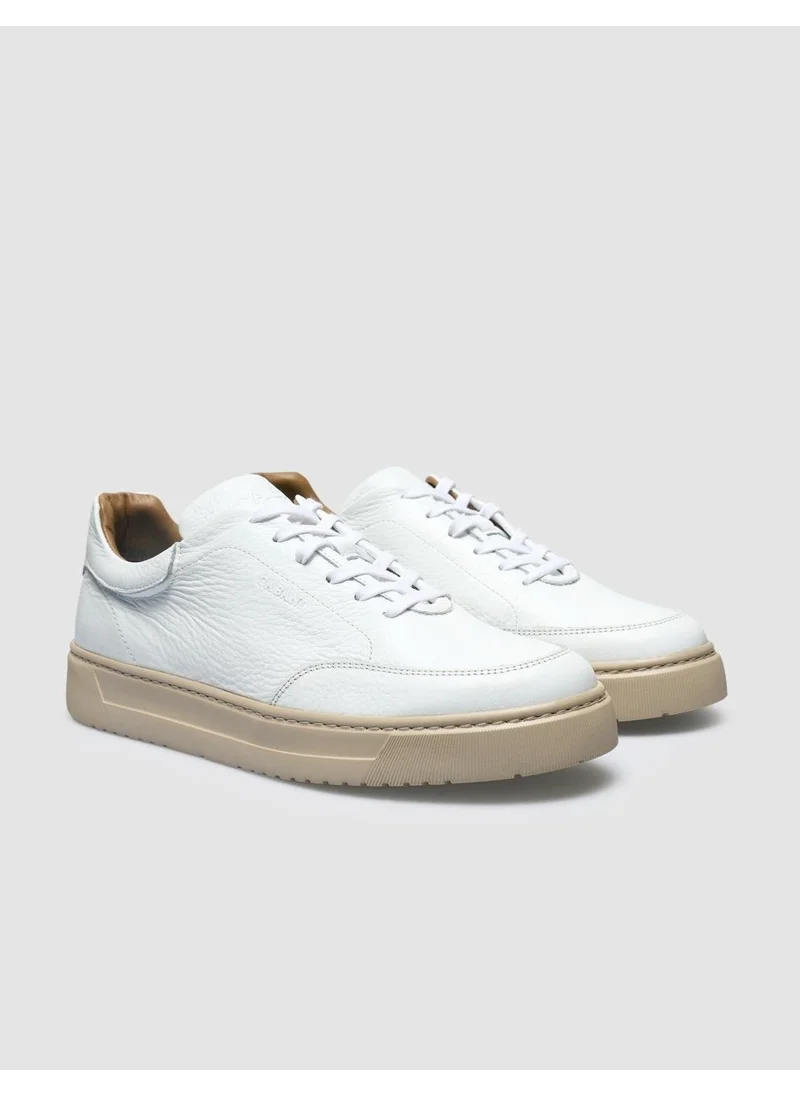 كاباني Leather White Lace-Up Men's Sneaker