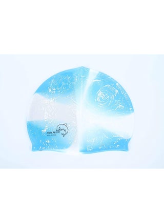 Generic Silicone Swimming Cap, Waterproof Head Diving Cap, Professional Swimming Cap, Light Blue * White