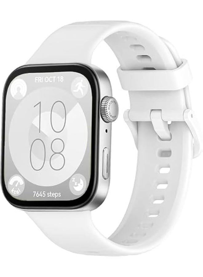 سوار سيليكون رياضي خفيف الوزن متوافق مع ساعة هواوي فيت 3 تصميم انيق ومريح _ أبيض - Image 1