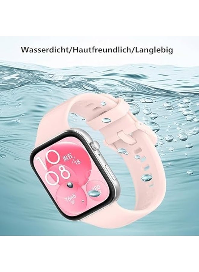 سوار سيليكون رياضي خفيف الوزن متوافق مع ساعة هواوي فيت 3 تصميم انيق ومريح _ أبيض - Image 4