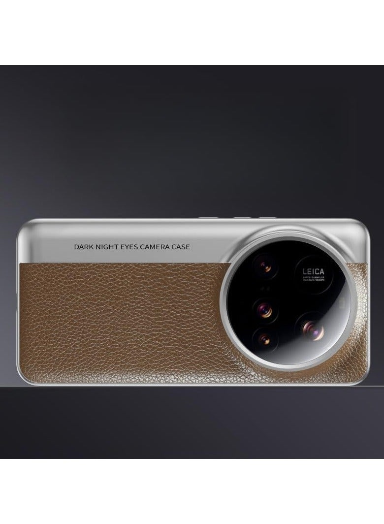 عام حافظة فاخرة متوافقة مع Xiaomi 15 Ultra - غطاء جلدي بإطار معدني مطلٍ، رفيع وخفيف الوزن مع حماية ضد الصدمات - Image 1