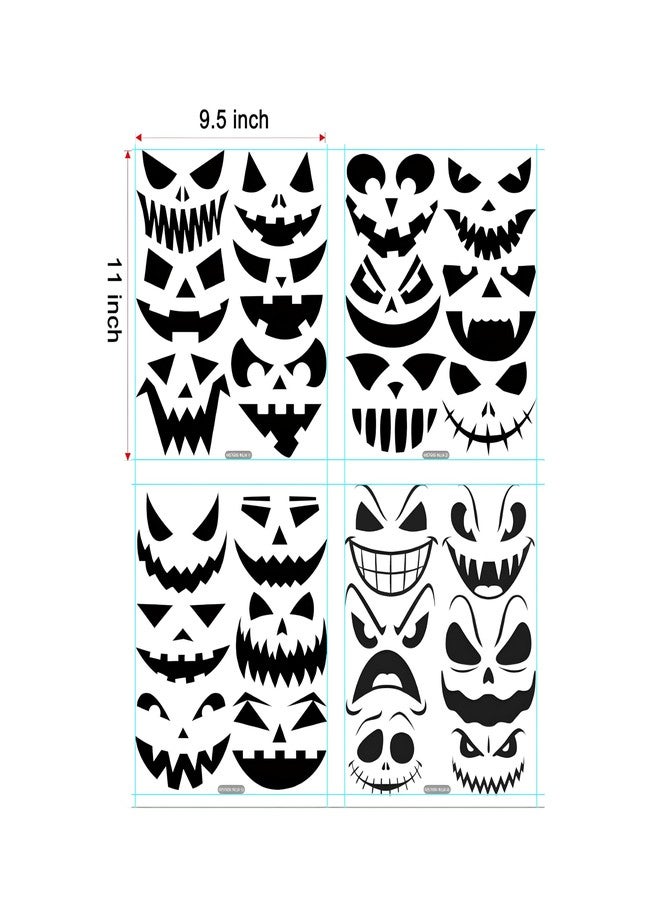 Finduat 24 Pcs Pumpkin Stickers Halloween Pumpkin Faces Decorating Vinyl Decals DIY Craft Vinyl Art Stickers, Jack-O-Lantern Sticker, Pumpkin Faces Wall Decals Halloween Glass Window Sticker - Image 3