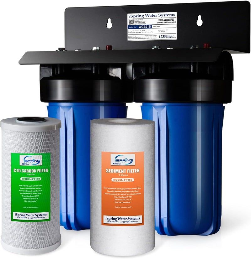 iSpring iSpring WGB21B 2Stage Whole House Water Filtration System  FP15B Whole House Water High Capacity Premium PP Sediment Filter Replacement Cartridge 45 x 10 White  - Image 2