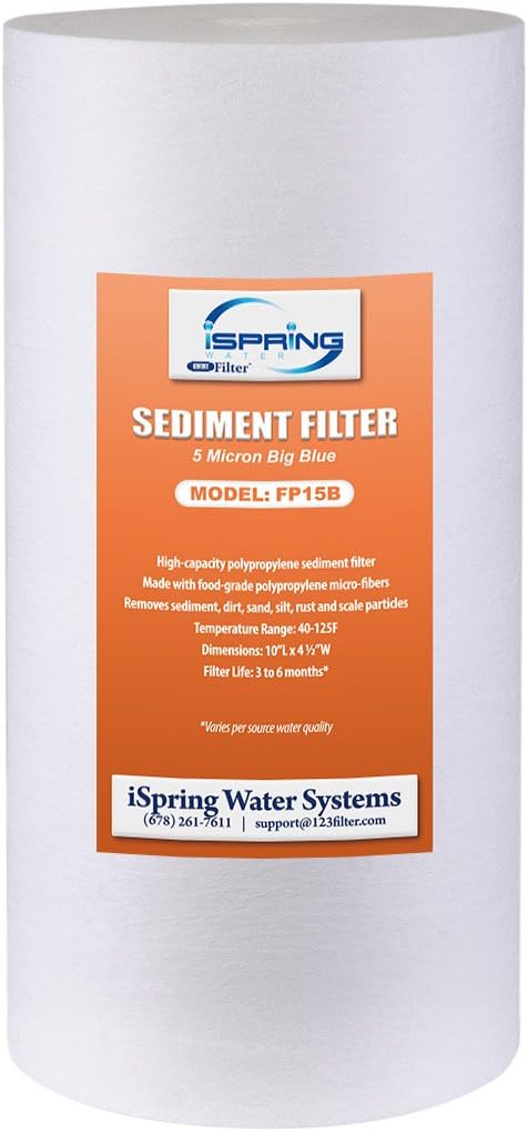 iSpring iSpring WGB21B 2Stage Whole House Water Filtration System  FP15B Whole House Water High Capacity Premium PP Sediment Filter Replacement Cartridge 45 x 10 White  - Image 5