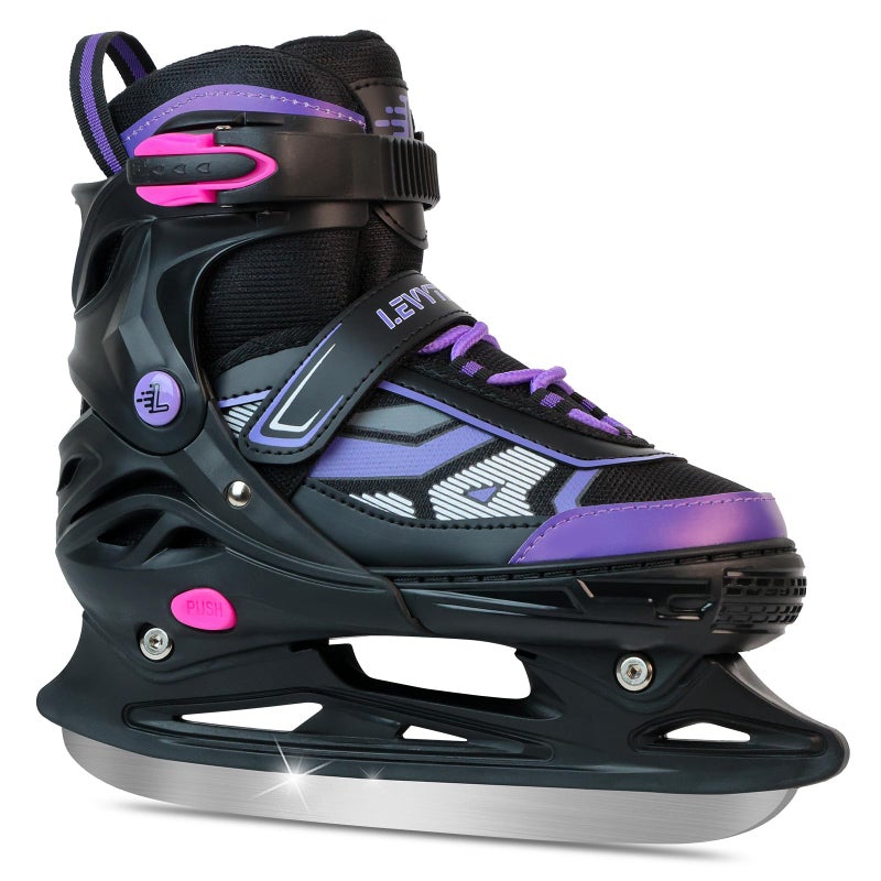LEVYTEMP Adjustable ice Skates for Kids Boys Girls, 4 Size Triple Protection Beginner Figure Blades with Ankle Support for Outdoor and Rink,Purple - Image 1