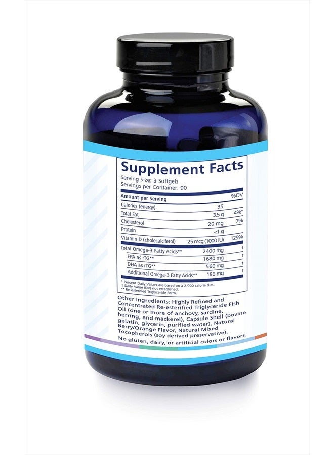 PRN De3 Omega-3 Fish Oil – 270 Softgels, 90-Day Supply – 2240mg EPA & DHA with No Fishy Burps – Fish Oil Supplements for Dry Eye Care - Image 2