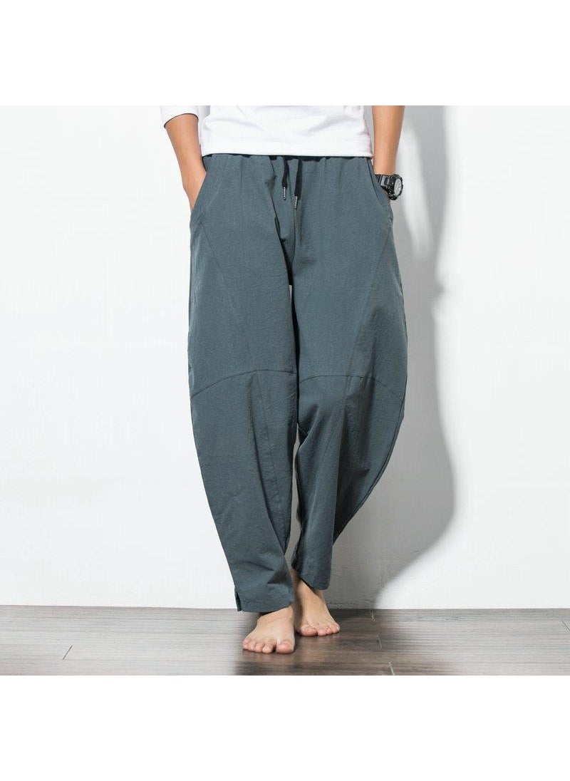 Generic - Mens Linen Pants Loose Casual Large Size Grey - Image 1