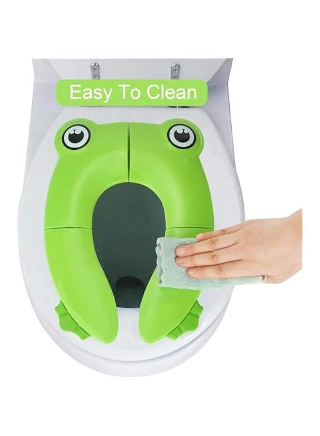 HOOKOR Toilet Seat Cover | Folding Travel Toilet Seat for Children and Potty Training | Portable Silicone Toilet Seat for Toddlers, Boys & Girls with Non-Slip Silicone Pads (Frog) - Image 4