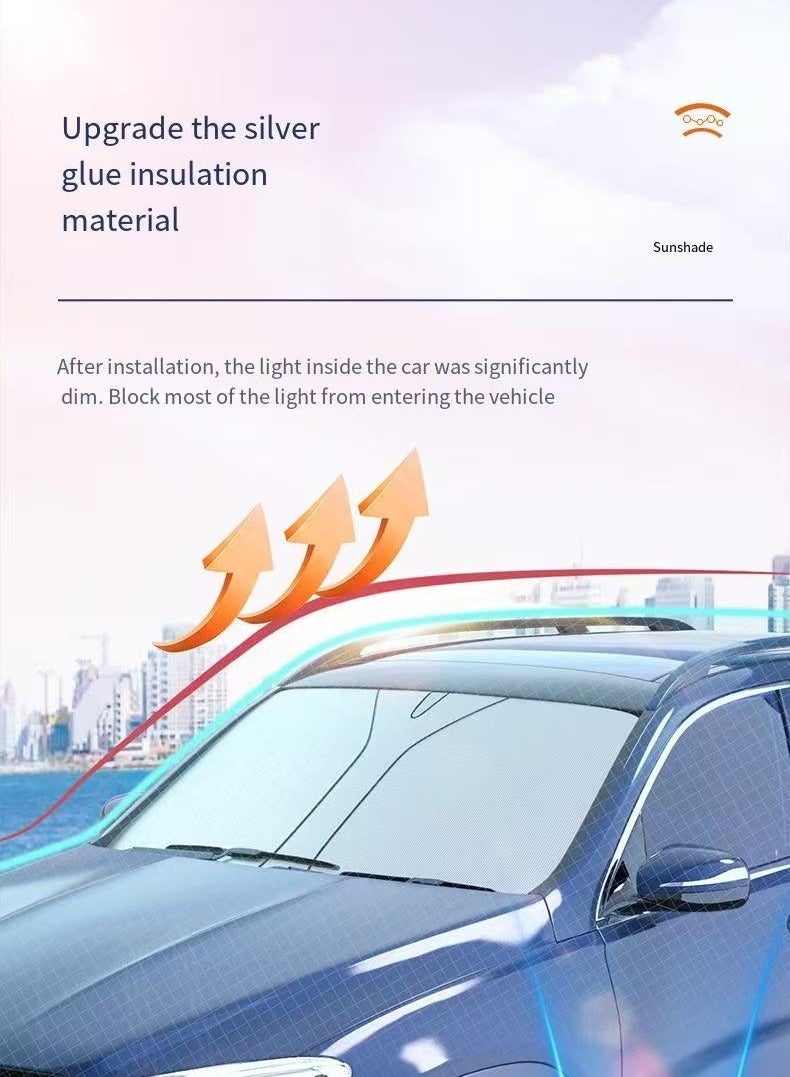 Generic Car sunshade, front windshield sunshade, summer heat insulation sunshade, window curtain, car sunshade umbrella (4005L coated with silver cloth) - Image 1