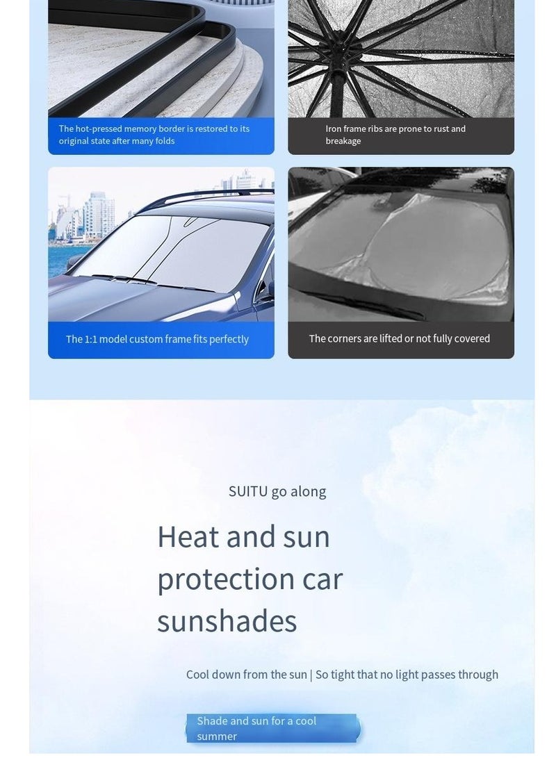 Generic Car sunshade, front windshield sunshade, summer heat insulation sunshade, window curtain, car sunshade umbrella (4005L coated with silver cloth) - Image 4