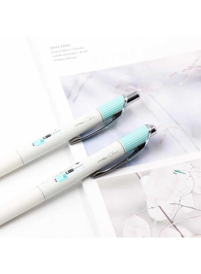 Pentel Bln75L Click Retractable Gel Pen 0.5Mm High-End Business Student Quick-Drying Water-Based Pen Office Supplies Stationery White Barrel Green Pattern Black Ink 2-Pack - Image 5
