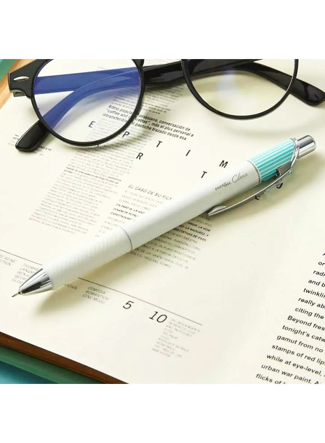 Pentel Bln75L Click Retractable Gel Pen 0.5Mm High-End Business Student Quick-Drying Water-Based Pen Office Supplies Stationery White Barrel Green Pattern Black Ink 2-Pack - Image 2