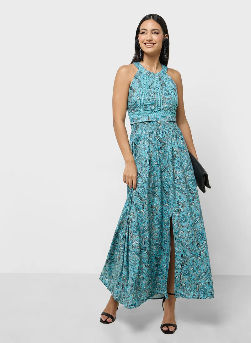 ELLA Paisley Halter Maxi Dress