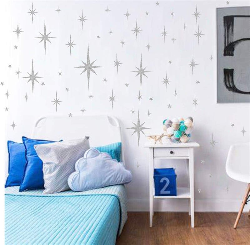 Easma Retro Starburst Wall Decals Star Wall Stickers Atomic Star Walls Decals Geometric Walls Decor Modern Nursery Decor Peel and Stick Stars(116pcs) - Image 5